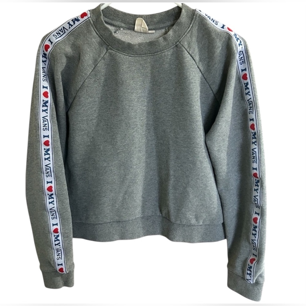 Vans Women's Grey Crewneck Sweatshirt with Logo Tape - Picture 2 of 6